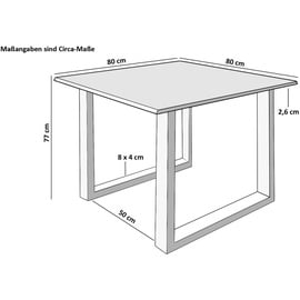 SAM Outillage Esstisch Baumkante massiv Akazie nussbaumfarben 80 x 80 cm schwarz U-Gestell BILLY