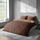 Lorena Uni Mako-Satin Bettwäsche Classic Hut 135x200 cm + 80x80 cm | kaffee - braun