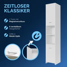 CASARIA Deuba Badezimmerschrank 185x30x30cm Weiß