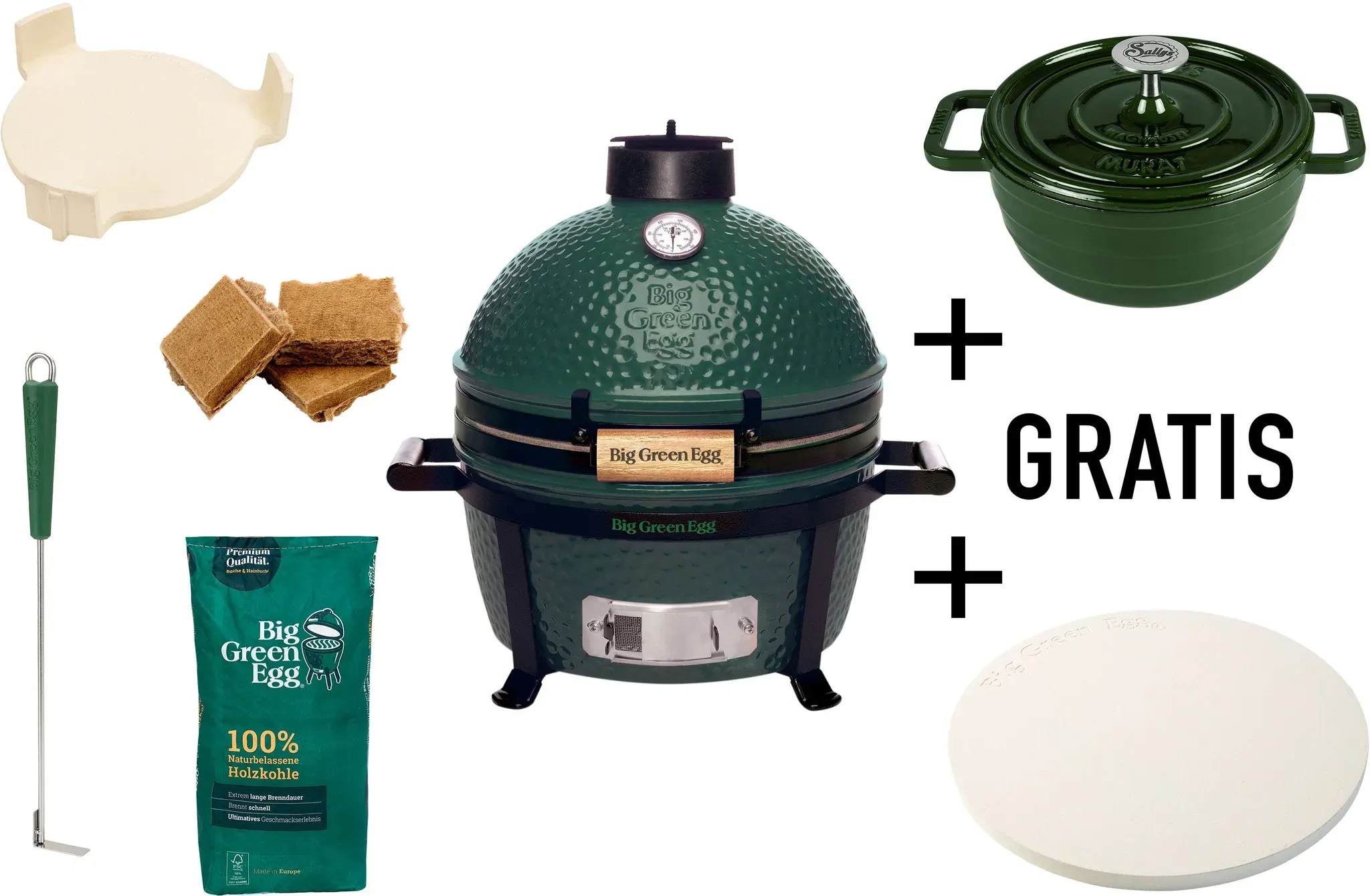 Big Green Egg MiniMax Starterset - inklusive Pizzastein und Gusseisentopf