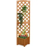 Relaxdays Pflanzkasten mit Rankgitter, HBT 180x55x51 cm, Pflanzkübel mit Spalier, Balkon - Garten, Tannenholz, Hellbraun