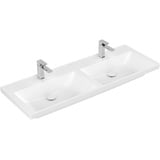 Villeroy & Boch Subway 3.0 Schrank-Doppelwaschtisch 1300 x 470 mm 2 Hahnlöchern, ohne Überlauf, weiß