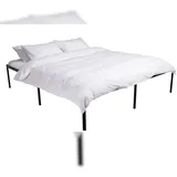 CLP Metallbett Hamlin mit Lattenrost I Stabiles Bettgestell mit Stauraum I Modernes Bett mit belastbarem schwarzem Rahmen