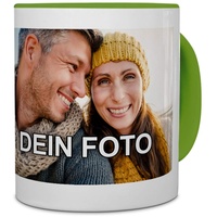 PhotoFancy® - Tasse mit Foto Bedrucken Lassen - Fototasse Personalisieren – Kaffeebecher zum selbst gestalten (Grün)