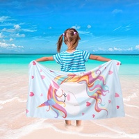 SANNIX Einhorn Strandtuch, Microfaser Badehandtuch, 76×150cm Schnell Trocknend Badetuch für Mädchen Kinder