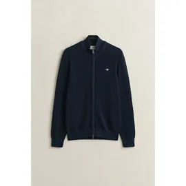 GANT Strickjacke MICRO TEXTURED COTTON ZIP CARDIGAN blau, XL