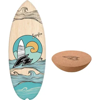 F2 Set Balance Board Halfshell 88x32cm mit Kork Halbkugel
