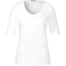 STREET ONE Basic Kurzarmshirt, weiß,