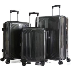 Cheffinger Koffer Koffer 3 tlg Trolley Set Kofferset Gepäck Polycarbonat schwarz, 4 Rollen schwarz