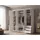 A&J MöbelLand Drehtürenschrank 4-türig 200 x 215 x 59,5 cm Weiß/Grau