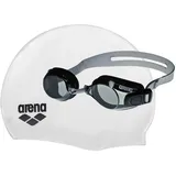 Arena Schwimmbrille und Badekappe grau Einheitsgröße