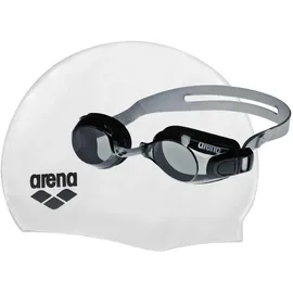 Arena Schwimmbrille und Badekappe grau Einheitsgröße