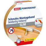 Tesa Powerbond Montageband schmal 2 Stück 5 m x 9 mm