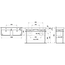 Laufen Pro S Doppelwaschtisch 120 x 46,5 cm (H8149660001041)