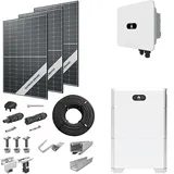 PV-Komplettanlage 15 kWp mit Huawei Wechselrichter 15 kW + Stromspeicher 10,0 kWh, 36 Solarmodulen Glas-Glas black frame & Montagesystem Aufdach (* 0% MwSt. gem. §12 Abs. 3 UstG)