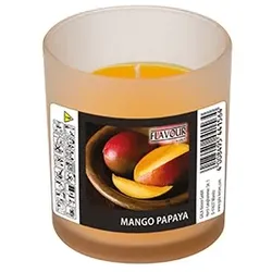 Papstar Duftkerzen im Glas, Mango-Papaya, Ø 70 mm · 77 mm, "Flavour", 6 Stück