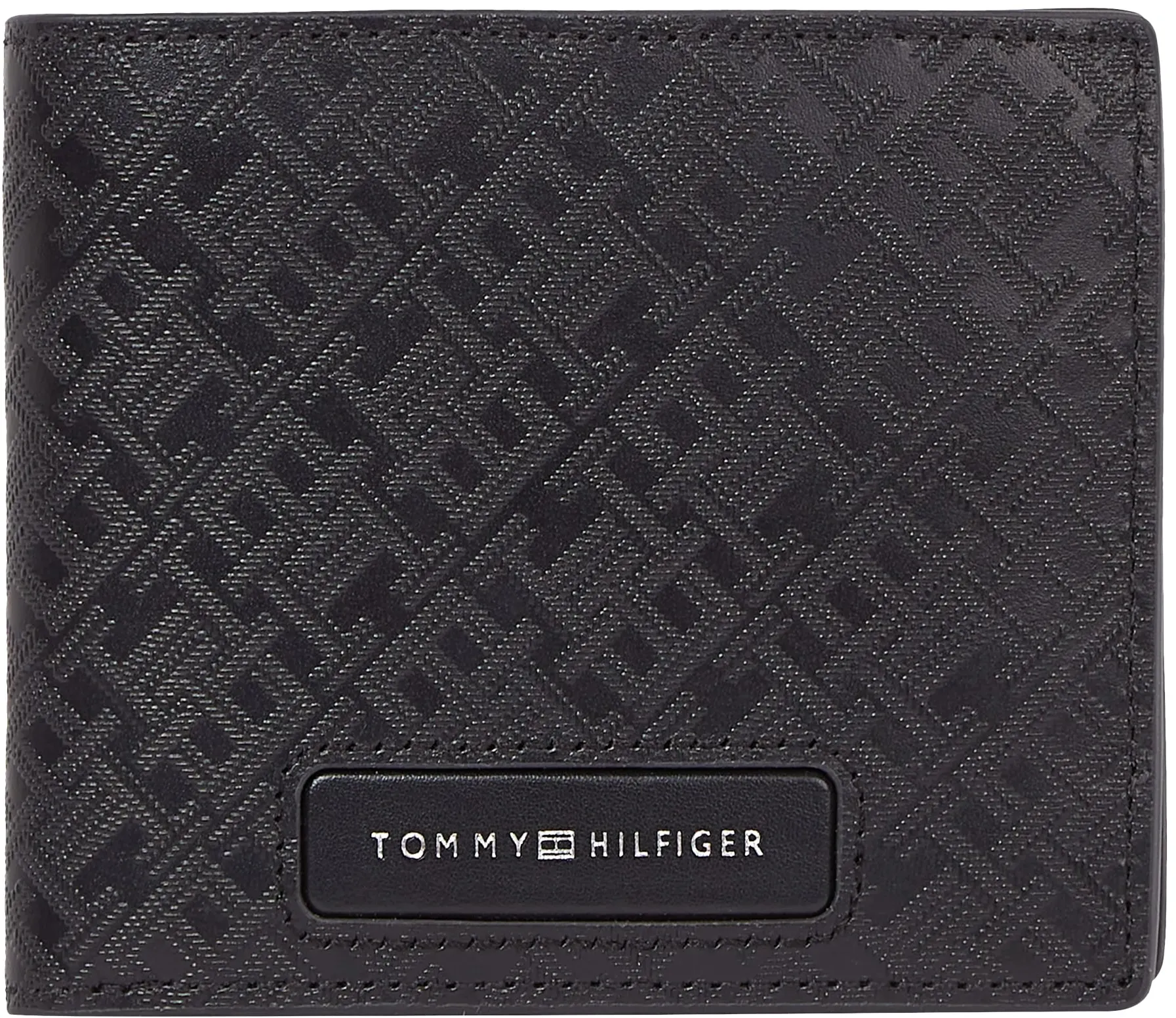 Geldbörse TOMMY HILFIGER "TH MONOGRAM CC AND COIN", schwarz, Leder, modisch, Kleinlederwaren, Men Geldbeutel, Portemonnaie mit Logo, Streifen in Tommy Farben