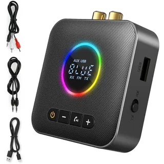 AXFEE Bluetooth 5.4 HiFi Empfänge, 2-in-1 Bluetooth 5.4 Sender & Empfänger, für Musik-Streaming-Sound System, Drahtloser Audioadapter mit 3.5mm RCA, für Heimstereoanlage/Lautsprecher/Auto/TV/Tablet