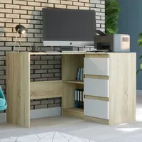 Home collective Eckschreibtisch mit 3 Schubladen & Einlegeboden, modern