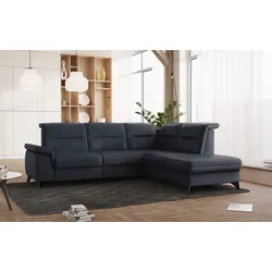 Ecksofa SIT & MORE "Astoria L-Form", blau (dunkelblau), B:256cm H:91cm T:225cm, 28000, Sofas, wahlweise mit motorischer Relaxfunktion