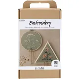 Creativ Company DIY Sets Sticken & Nadelstanzen Kreativ Set Sticken, Staubgrün, Stickrahmen, Kreativ Box