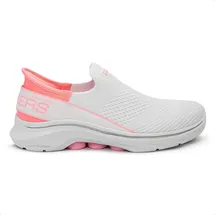 SKECHERS Go Walk 7 - Mia Weißes Textil, neonrosa Besatz, 37