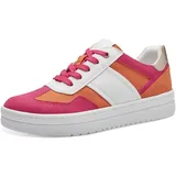 Marco Tozzi Sneaker flach mit dicker Sohle Vegan, Mehrfarbig (White/pink), 39 EU