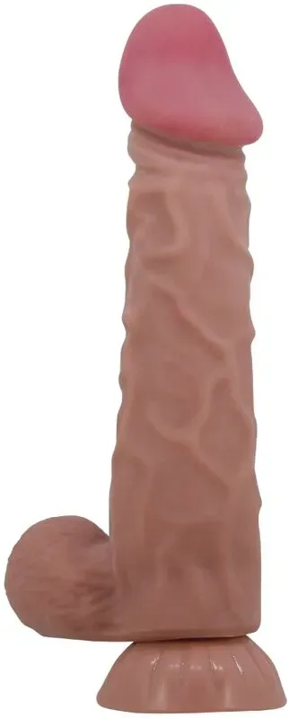 PRETTY LOVE - REALISTISCHER DILDO DER SLIDING SKIN-SERIE MIT SLIDING SKIN-SAUGNAPF BRAUN 24 CM