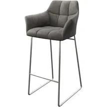 DeLife Barstuhl Yulo-Flex Vintage Anthrazit Kufengestell Edelstahl - Grau, Silber