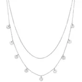 Hey Happiness Halskette Zweireihig mit Plättchen Anhängern Edelstahl in Silber | Gr.: onesize