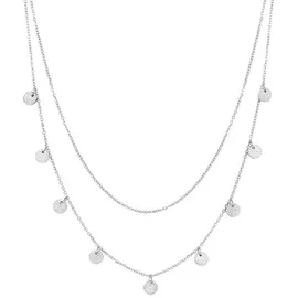 Hey Happiness Halskette Zweireihig mit Plättchen Anhängern Edelstahl in Silber | Gr.: onesize