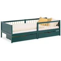 Homestyle4u Kinderbett mit Rausfallschutz 90 x 200 cm Kiefer lackiert grün
