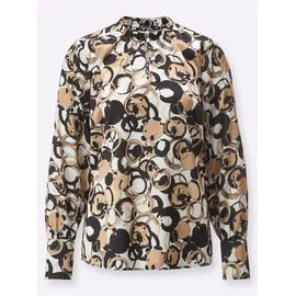 CREATION L Satinbluse in ecru-schwarz-bedruckt | Gr.: 46