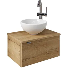 Saphir Waschtisch SAPHIR "Serie 6915 Waschschale mit Unterschrank für Gästebad, Gäste WC", braun (halifax eiche, halifax eiche, halifax eiche quer nb), B:51cm H:39,8cm T:35cm, Waschtische, Waschtisch, 51 cm breit, 1 Tür, Waschtischplatte, kleine Bäder, ohne