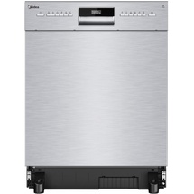 Midea Geschirrspüler Unterbau MDWEU1435XSS-W, 14 Maßgedecke, Spülmaschine 60 cm Teilintegrierbar mit WIFI, Extra Trocknung, 7 Programme, 47dB, 0-24h Startzeitverzögerung, Inox