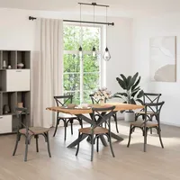 VidaXL Esstisch mit Baumkanten 180x100x74 cm Massivholz Eiche Rechteck