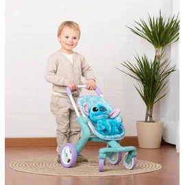 Smoby Stitch Puppenwagen inkl. 25 cm Stitch Plüschfigur – Ergonomischer Schiebegriff, frei drehende Vorderräder – Lauflernwagen für Kinder ab 18 Monaten