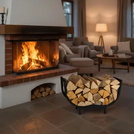 Relaxdays Kaminholzregal Metall 35 x 65 x 21 cm Schwarz