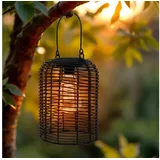 Spetebo Solarleuchte Rattan schwarz 20 x 16 cm inkl. LED Glühbirne