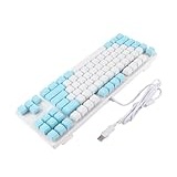 Mechanische Tastatur, 87 Tasten LED Hintergrundbeleuchtete Mechanische Tastatur, Blauer Schalter Mischlicht Kompakte Mechanische Gaming-Tastatur für PC-Desktop-Laptop(Weiß Blau)