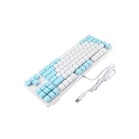 ASHATA Mechanische Tastatur, 87 Tasten LED Hintergrundbeleuchtete Mechanische Tastatur, Blauer Schalter Mischlicht Kompakte Mechanische Gaming-Tastatur für PC-Desktop-Laptop(Weiß Blau)