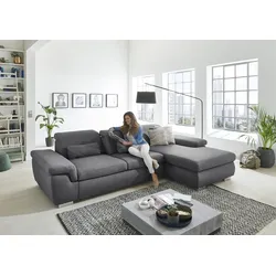 Ecksofa DIE PLANBAR "MP-IN17041 L-Form", grau, B:325cm H:85cm T:195cm, 100% Polyester, Sofas, mit Sitztiefenverstellung, optional Kopfteilverstellung & Bettfunktion