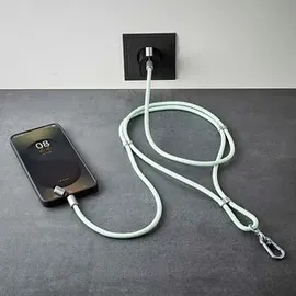Intenso Handykette – 60W, 480 Mbps, Nylon, PD3.0 QC4.0, 1,65 m, größenverstellbar, grün