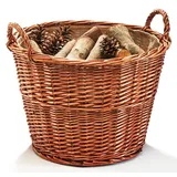 Kobolo Kaminholzkorb Holzkorb rund mit Jutestoff Braun