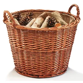 Kobolo Kaminholzkorb Holzkorb rund mit Jutestoff Braun