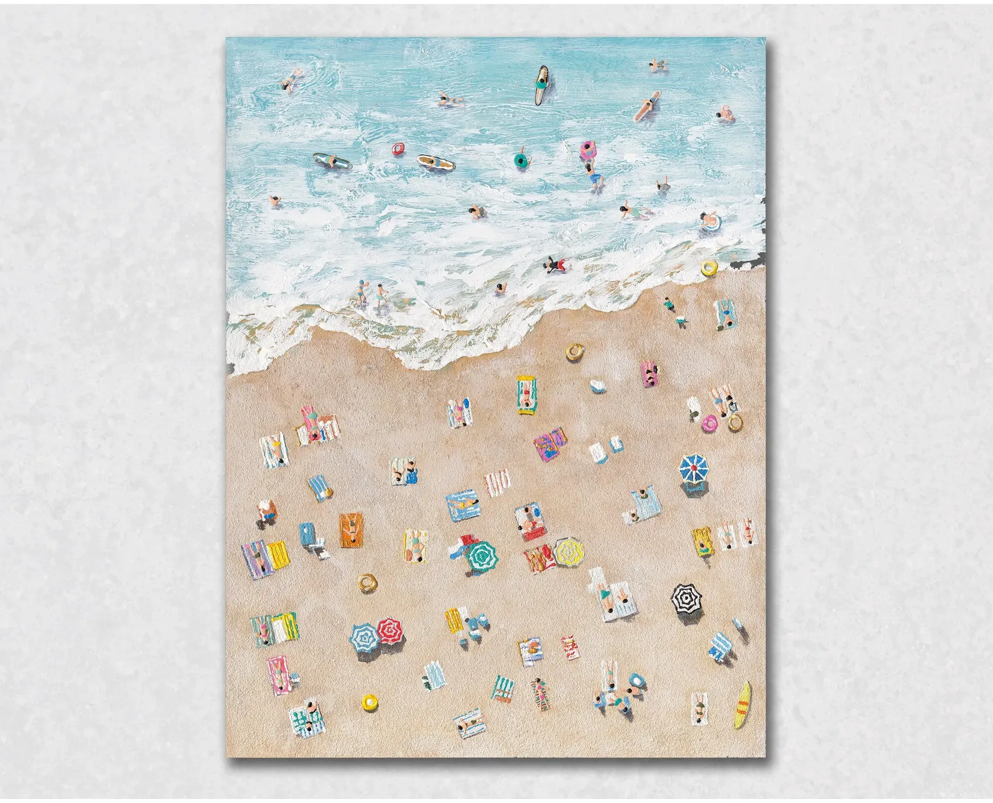 La Casa »Strandszene von oben« Ölbild handbemalt 90x120 cm auf Leinwand