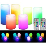 Lunartec 6er-Set dimmbare RGB-LED-Kerzen mit Timer & Fernbedienung, bunt, IP44