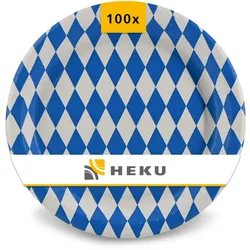 HEKU 100 Stück Einwegteller Papierteller - Papierteller für Oktoberfest Deko, Wiesn-Accessoires, nachhaltig, wiederverwertbar, stilvolles Design