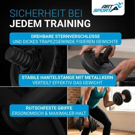 ArtSport Hantelset 20 kg Kurzhantelset schwarz