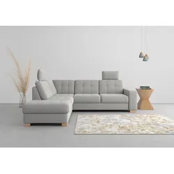 Ecksofa SIT & MORE "Quincy L-Form", silber, B:249cm H:82cm T:213cm, Sofas, wahlweise mit Bettfunktion und Bettkasten